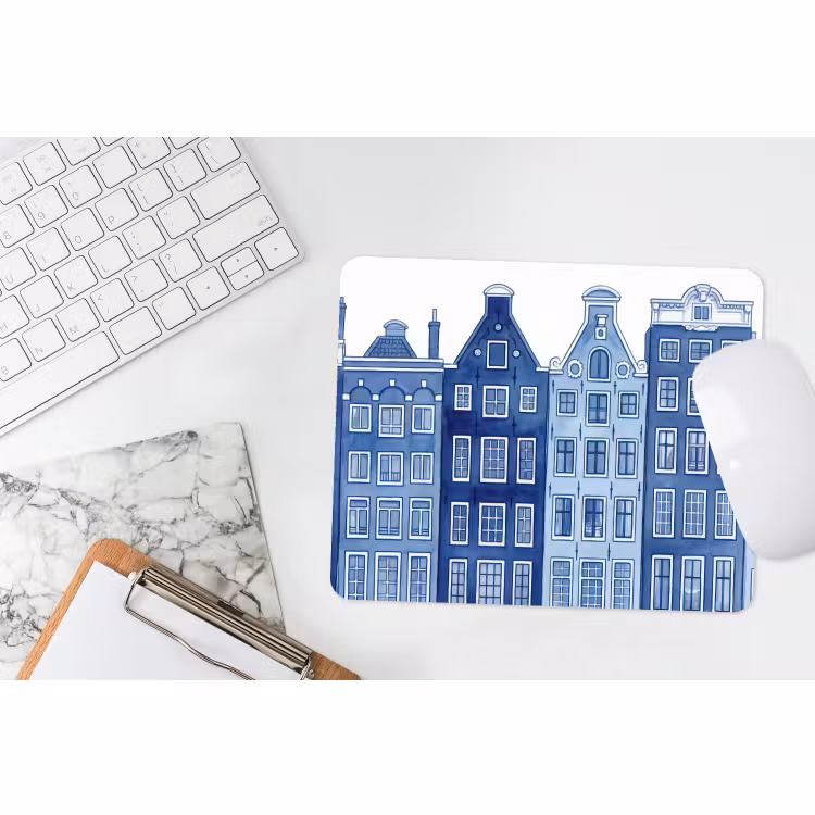 Mouse Pad - Watercolor - Canal houses - Delft - Blue — 2