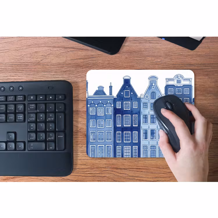 Mouse Pad - Watercolor - Canal houses - Delft - Blue — 3