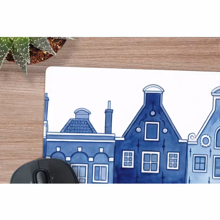 Mouse Pad - Watercolor - Canal houses - Delft - Blue — 4