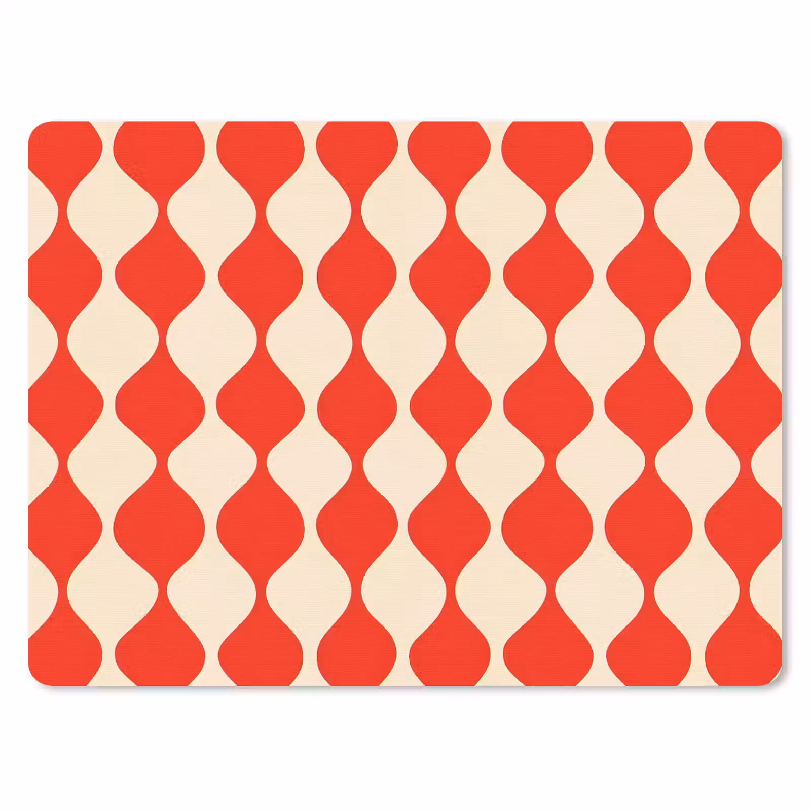 Mouse Pad - Wavy pattern - Retro - Red - Beige — 1