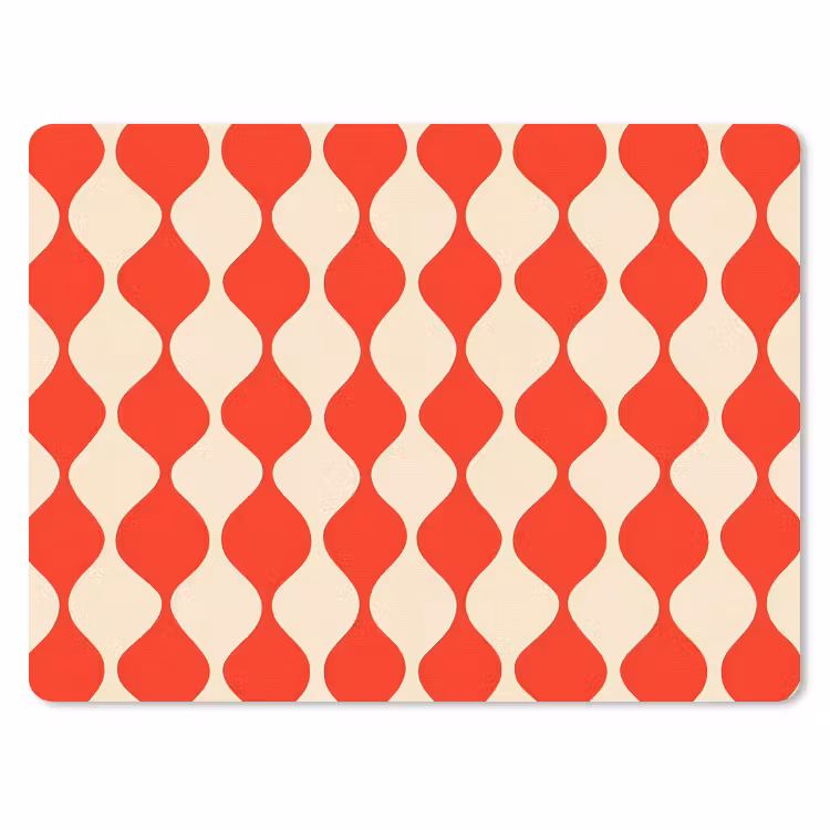 Mouse Pad - Wavy pattern - Retro - Red - Beige — 1