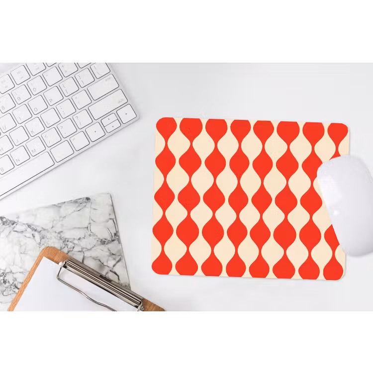 Mouse Pad - Wavy pattern - Retro - Red - Beige — 2