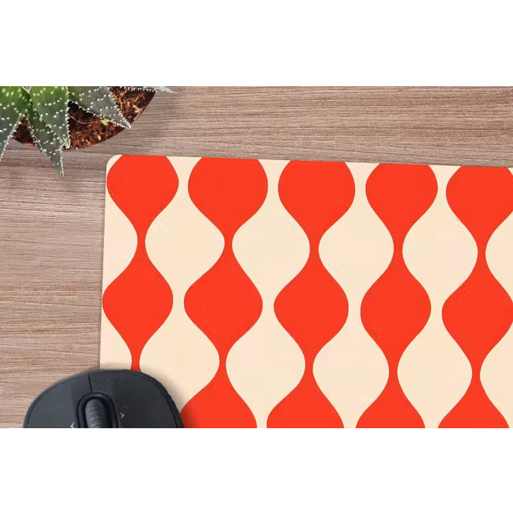 Mouse Pad - Wavy pattern - Retro - Red - Beige — 4