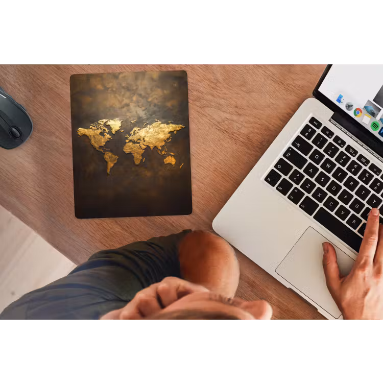Mouse Pad - World map - Gold - Rust — 2