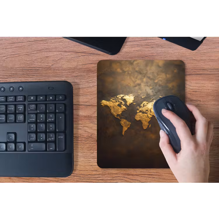 Mouse Pad - World map - Gold - Rust — 3