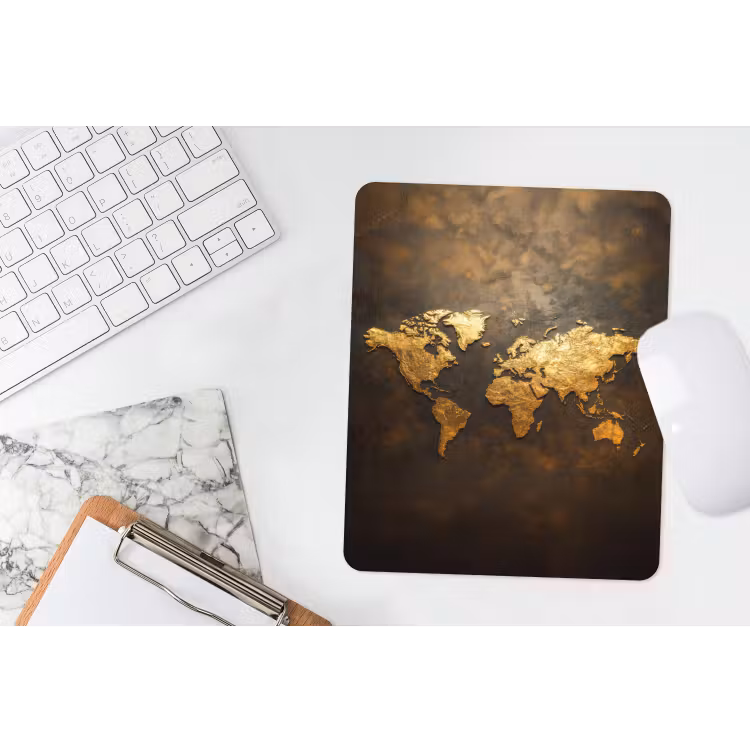 Mouse Pad - World map - Gold - Rust — 4