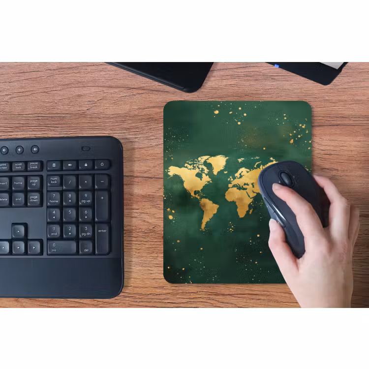 Mouse Pad - World map - Green - Gold — 3