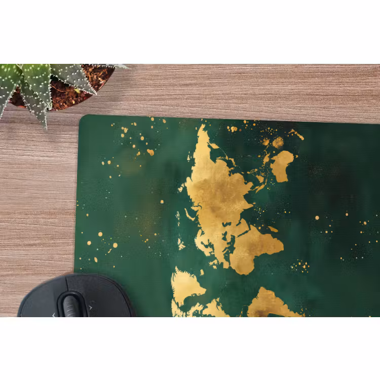 Mouse Pad - World map - Green - Gold — 5