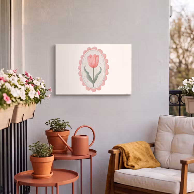 Outdoor Canvas Print - Tulip - Frame - Oval - Illustration — 3