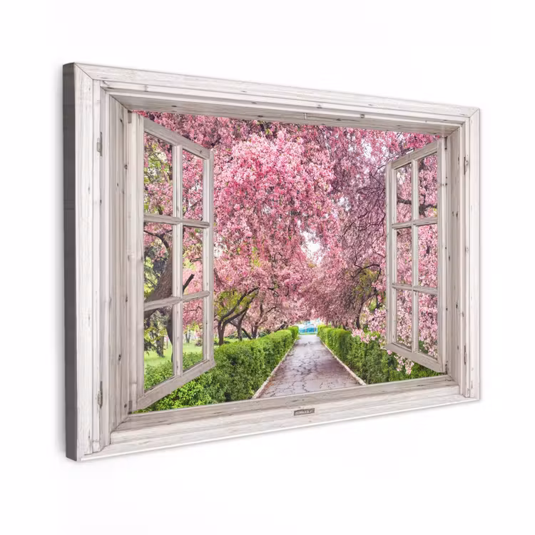 Outdoor Canvas Print - View of Flowering Cherry Trees — 1