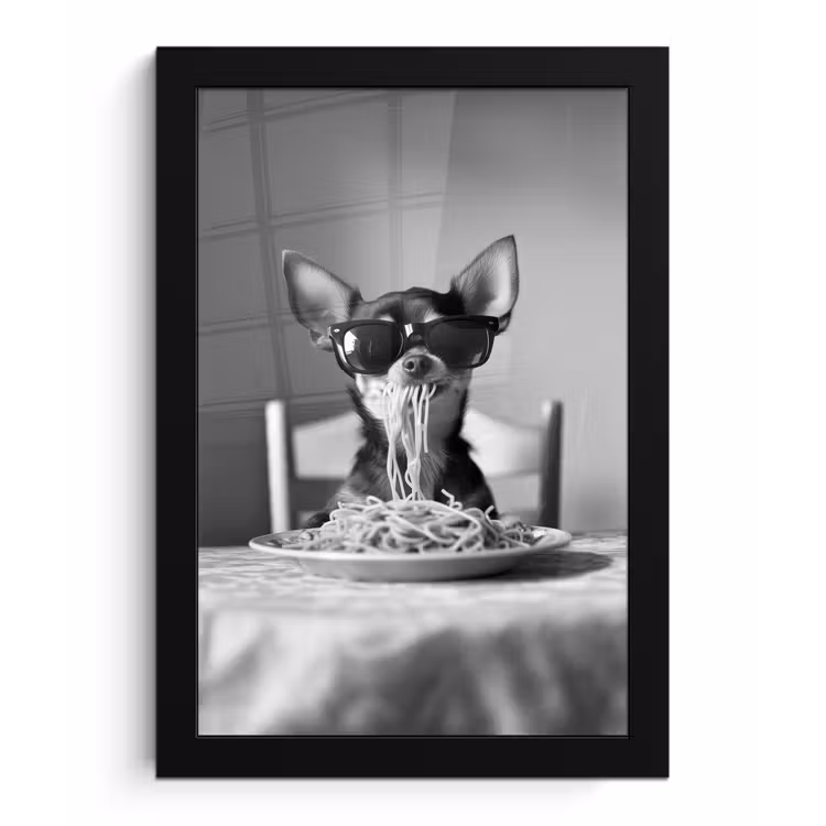 Photo Frame - Chihuahua - Dog - Sunglasses - Humorous - Black - White - Spaghetti — 1