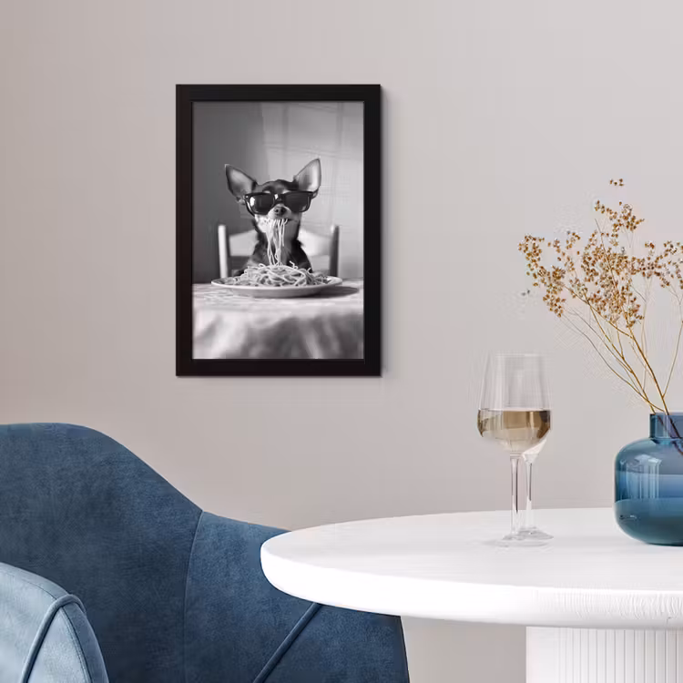 Photo Frame - Chihuahua - Dog - Sunglasses - Humorous - Black - White - Spaghetti — 2