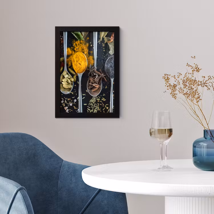 Photo Frame - Herbs - Spoon - Spices - Black - Kitchen — 2