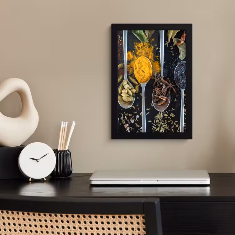 Photo Frame - Herbs - Spoon - Spices - Black - Kitchen — 3