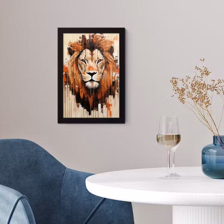Photo Frame - Lion head - Lines - Cream — 2