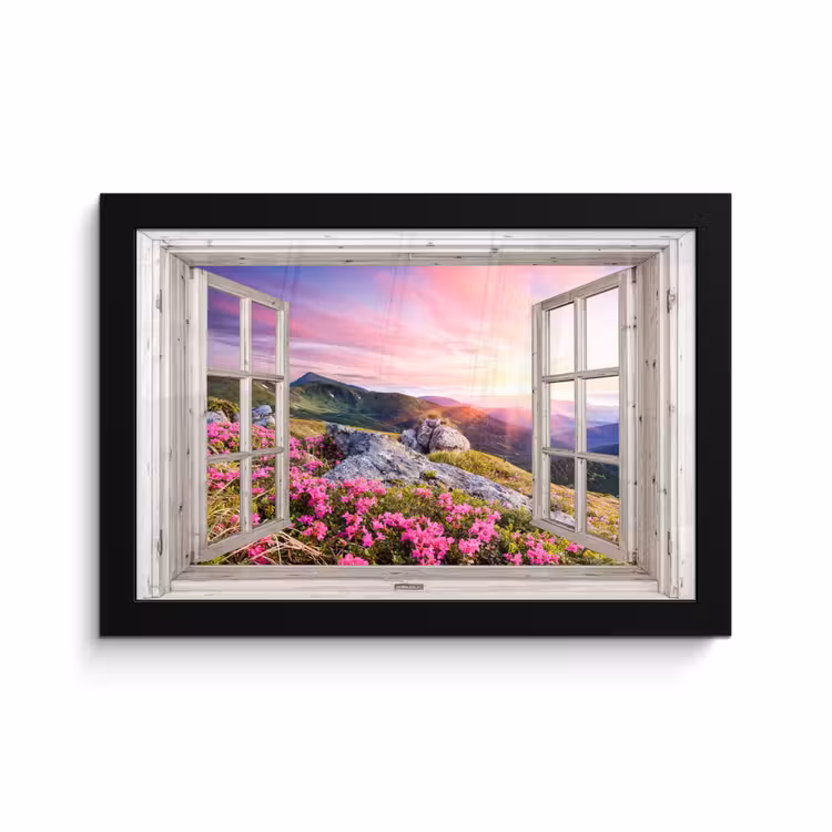 Photo Frame - Mountains - Landscape - View - Flowers - Evening - Pink — 1