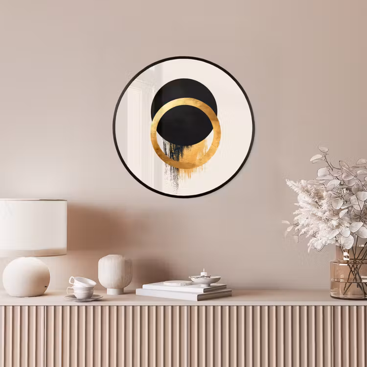 Photo Frame Round - Abstract design - Black circle - Paint spots — 4