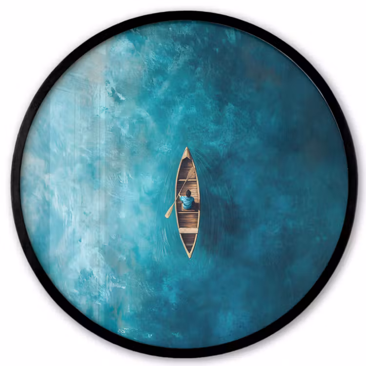 Photo Frame Round - Boat - Water - Blue — 1