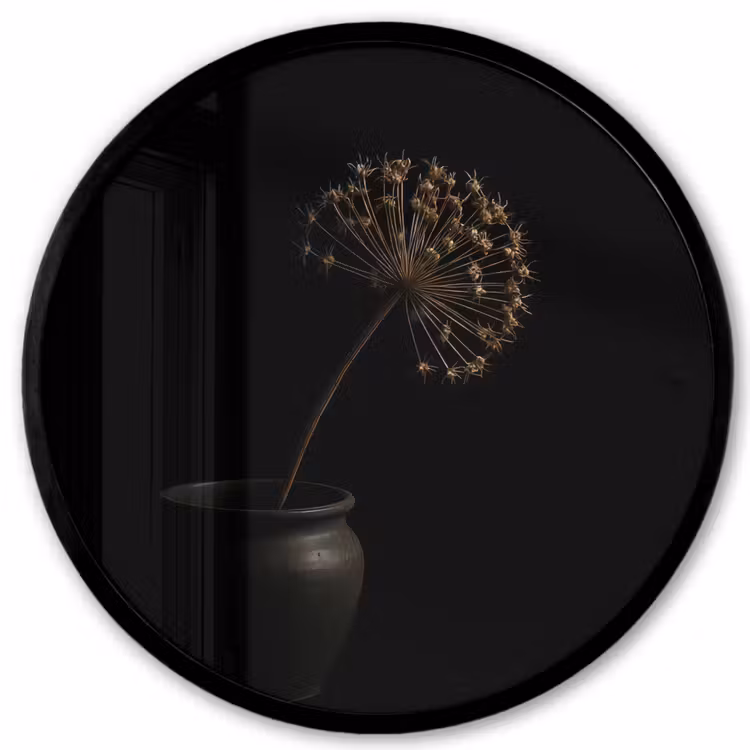 Photo Frame Round - Bulb - Dried - Vase - Black — 1