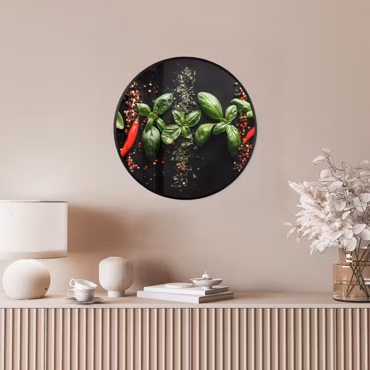 Photo Frame Round - Chilies - Basil - Leaves - Red — 4