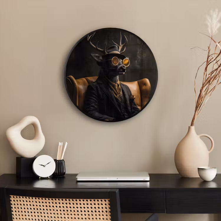 Photo Frame Round - Deer - Sunglasses - Black - Suit — 2