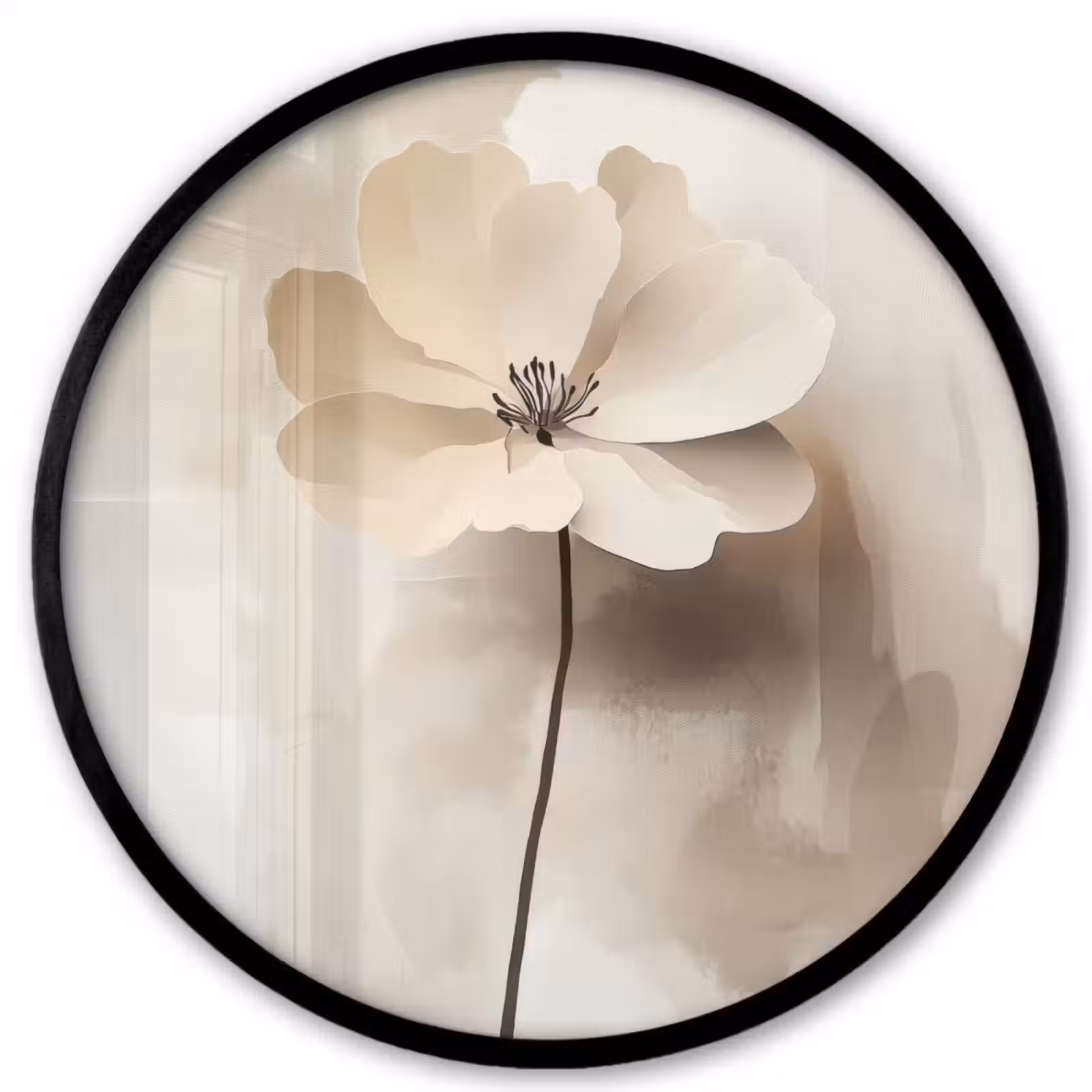 Photo Frame Round - Flower - Beige - Paint - Shadow — 1