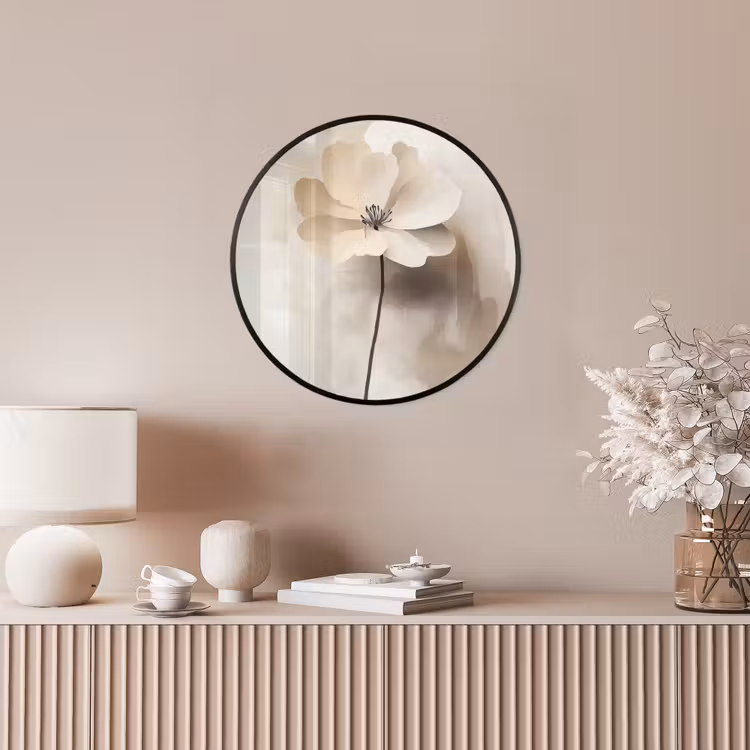 Photo Frame Round - Flower - Beige - Paint - Shadow — 4