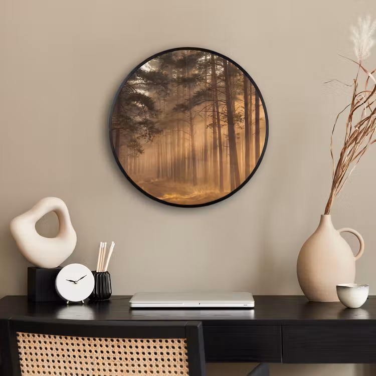 Photo Frame Round - Forest - Fog - Sunlight — 2