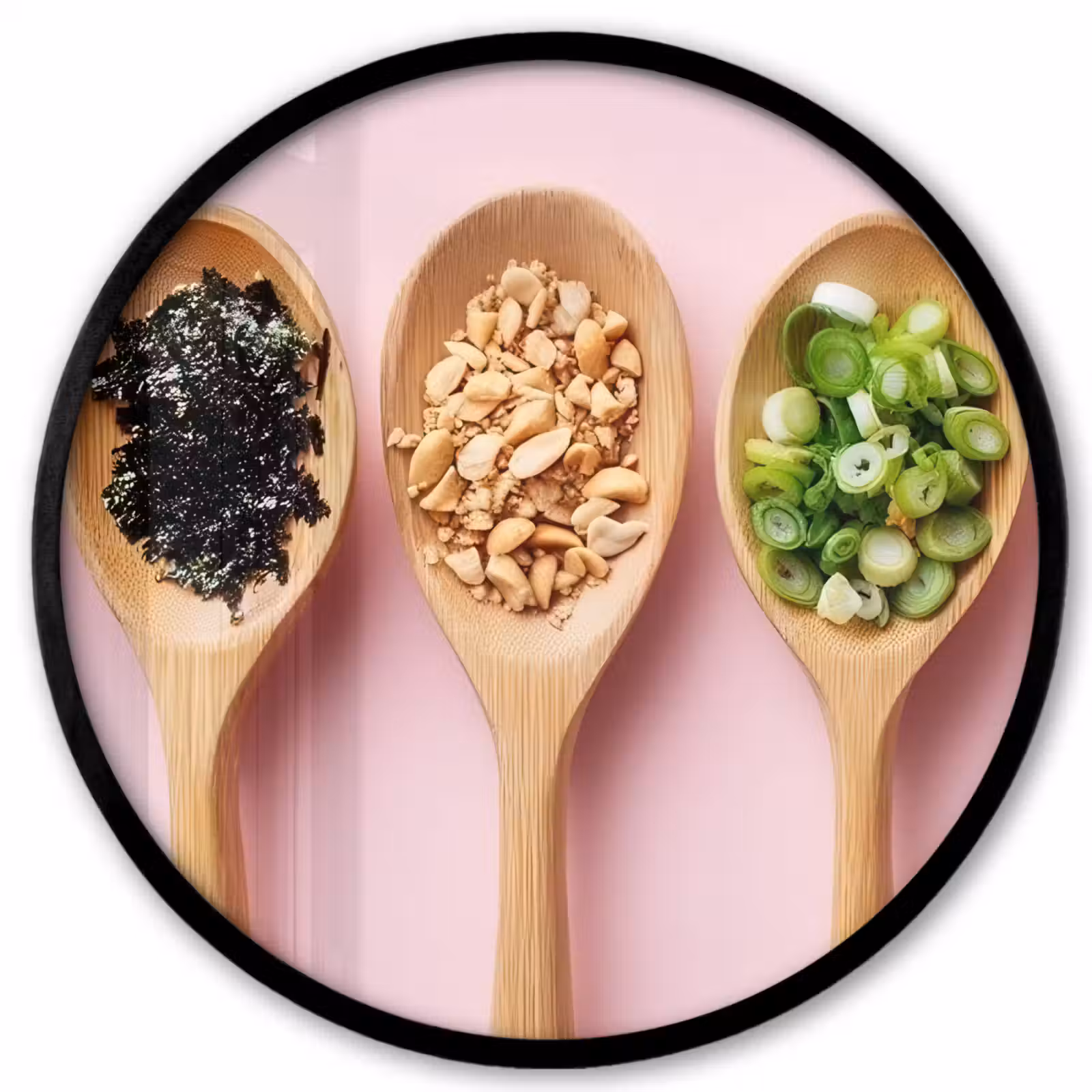 Photo Frame Round - Ingredients - Spoons - Wood - Pink — 1