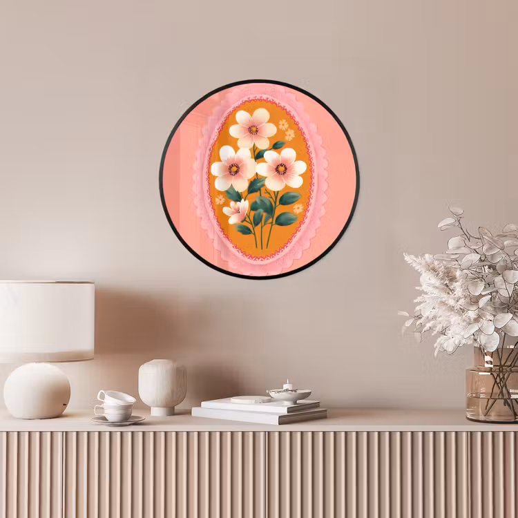 Photo Frame Round - Illustration - Flowers - Border - Pink — 4