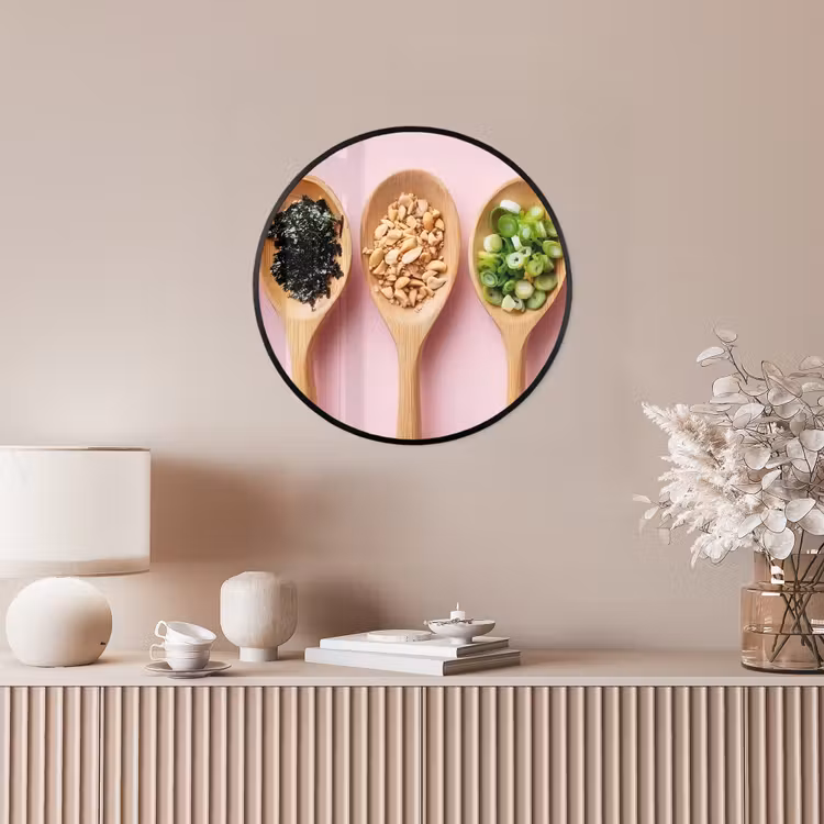 Photo Frame Round - Ingredients - Spoons - Wood - Pink — 4
