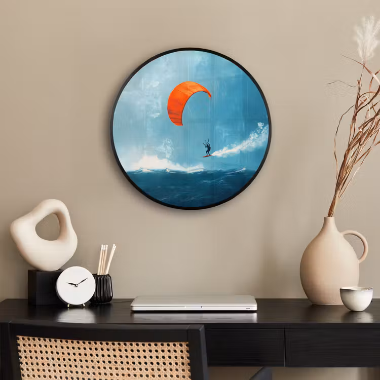 Photo Frame Round - Kitesurfer - Orange - Sea - Sky — 2