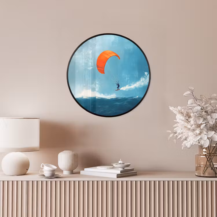 Photo Frame Round - Kitesurfer - Orange - Sea - Sky — 4