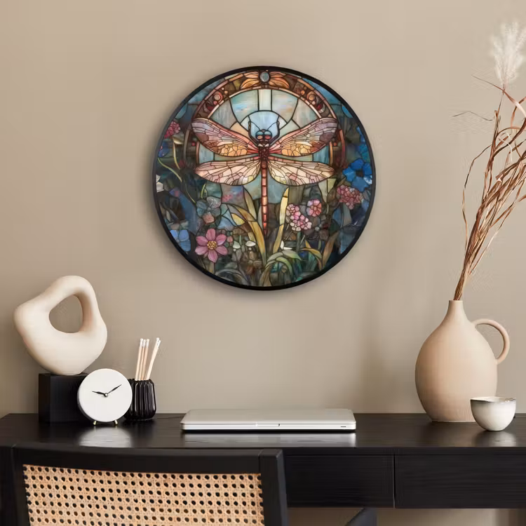 Photo Frame Round - Libelle - Mosaic - Flowers - Colorful — 2