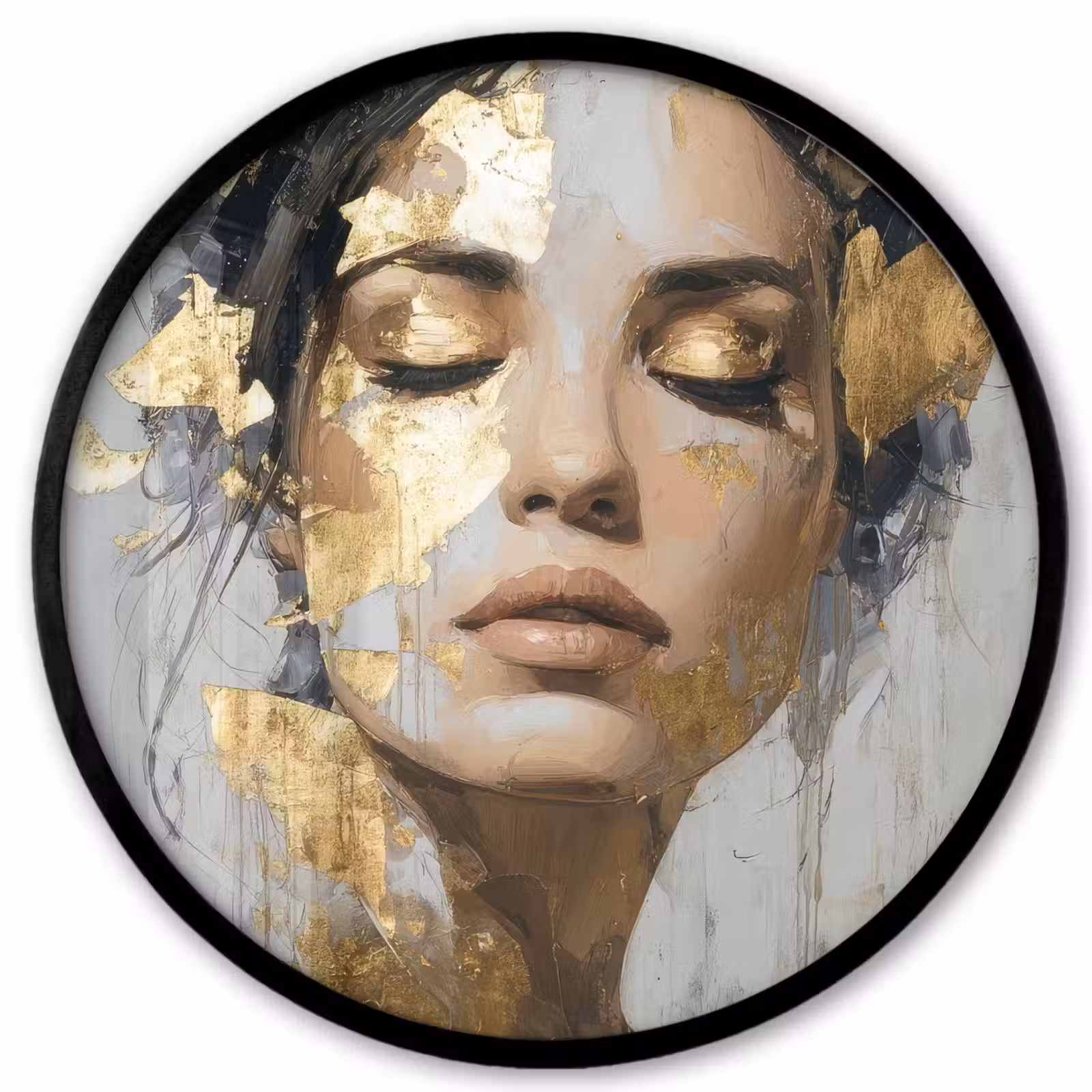 Photo Frame Round - Ornate - Woman - Gold - Eyes — 1