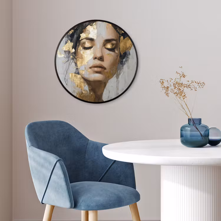 Photo Frame Round - Ornate - Woman - Gold - Eyes — 3