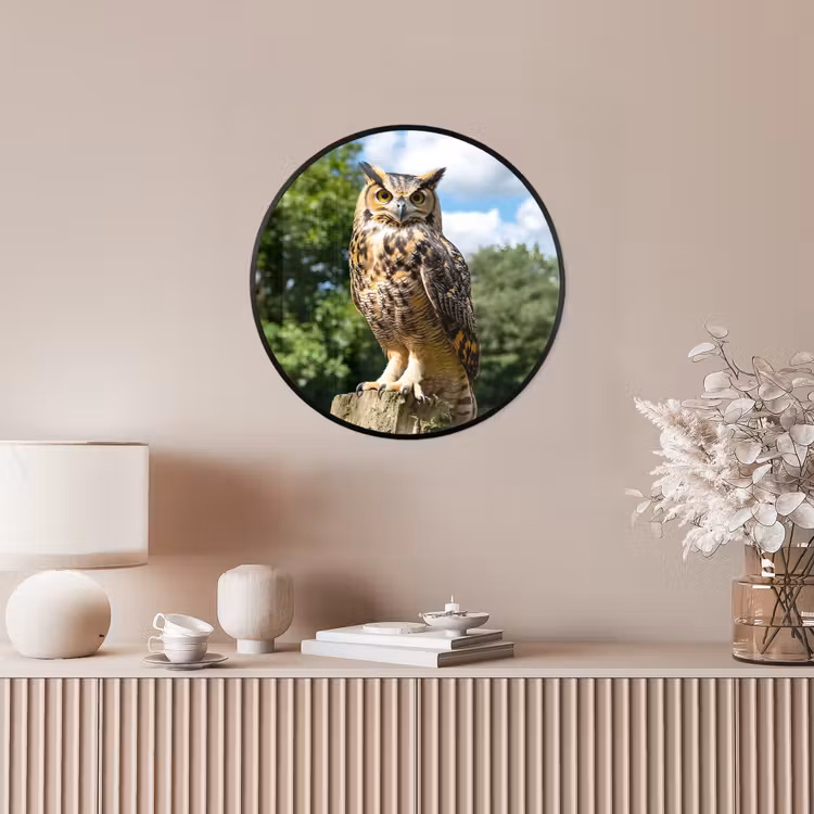 Photo Frame Round - Owl - Trunk - Forest - Sky — 4