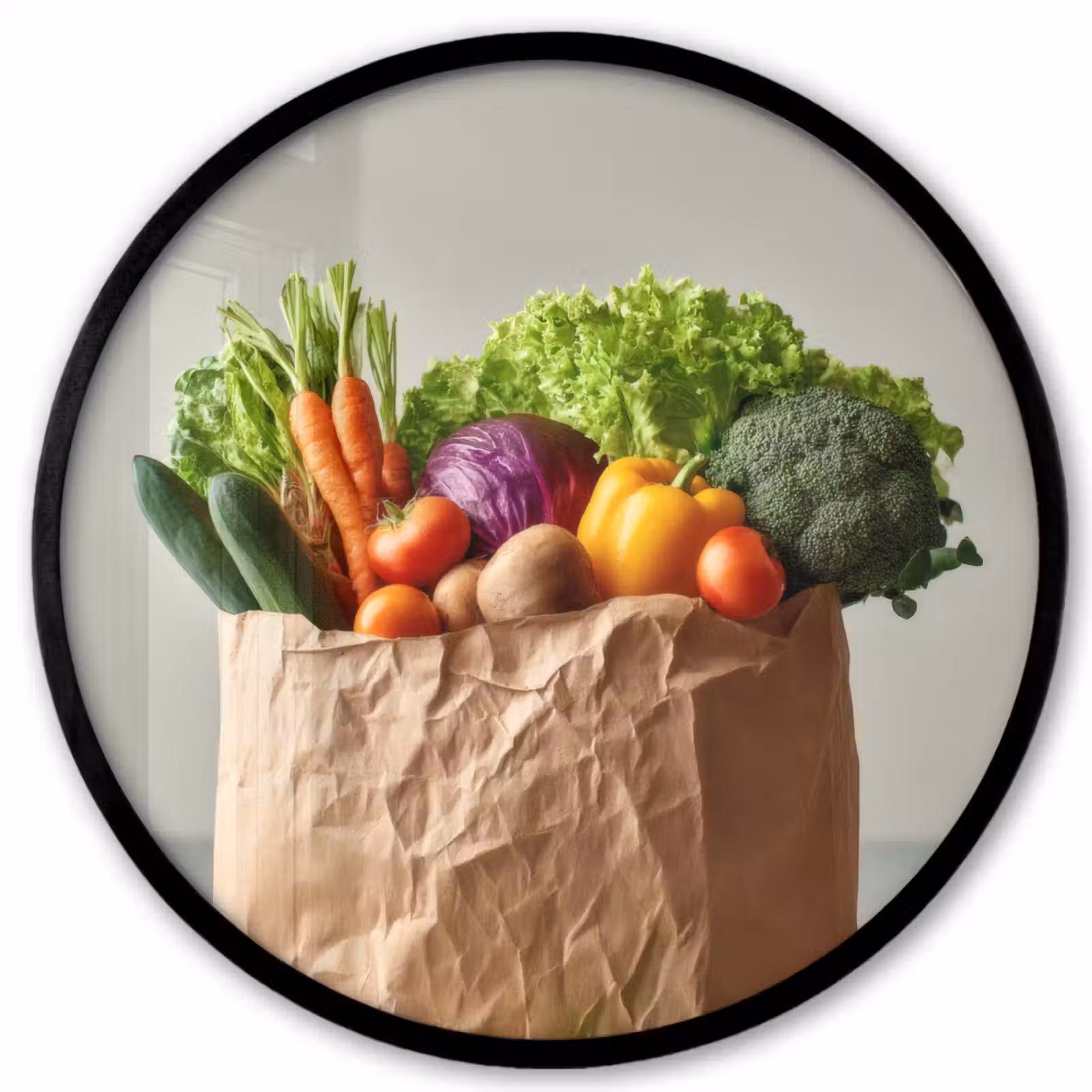 Photo Frame Round - Papers - Groceries - Colorful — 1