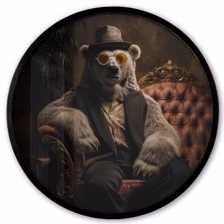 Photo Frame Round - Polar bear - Hat - Glasses - Chair — 1