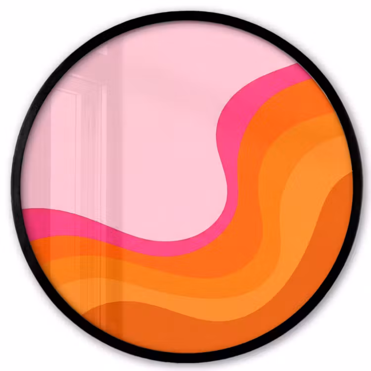Photo Frame Round - Retro - Waves - Colorful — 1