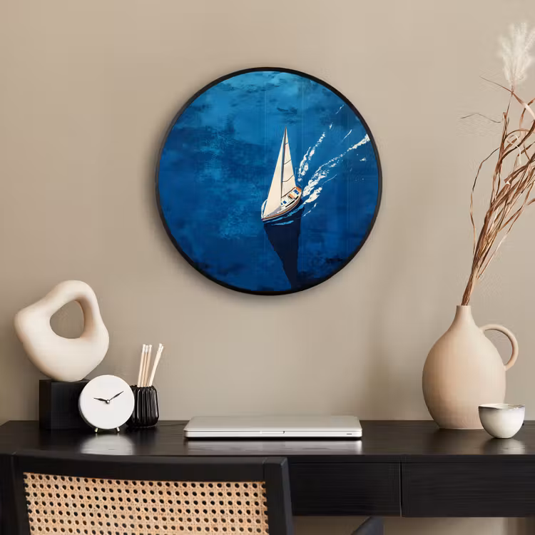 Photo Frame Round - Sailboat - Water - Abstract - Shadow — 2