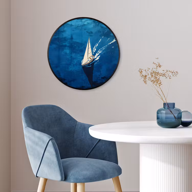 Photo Frame Round - Sailboat - Water - Abstract - Shadow — 3