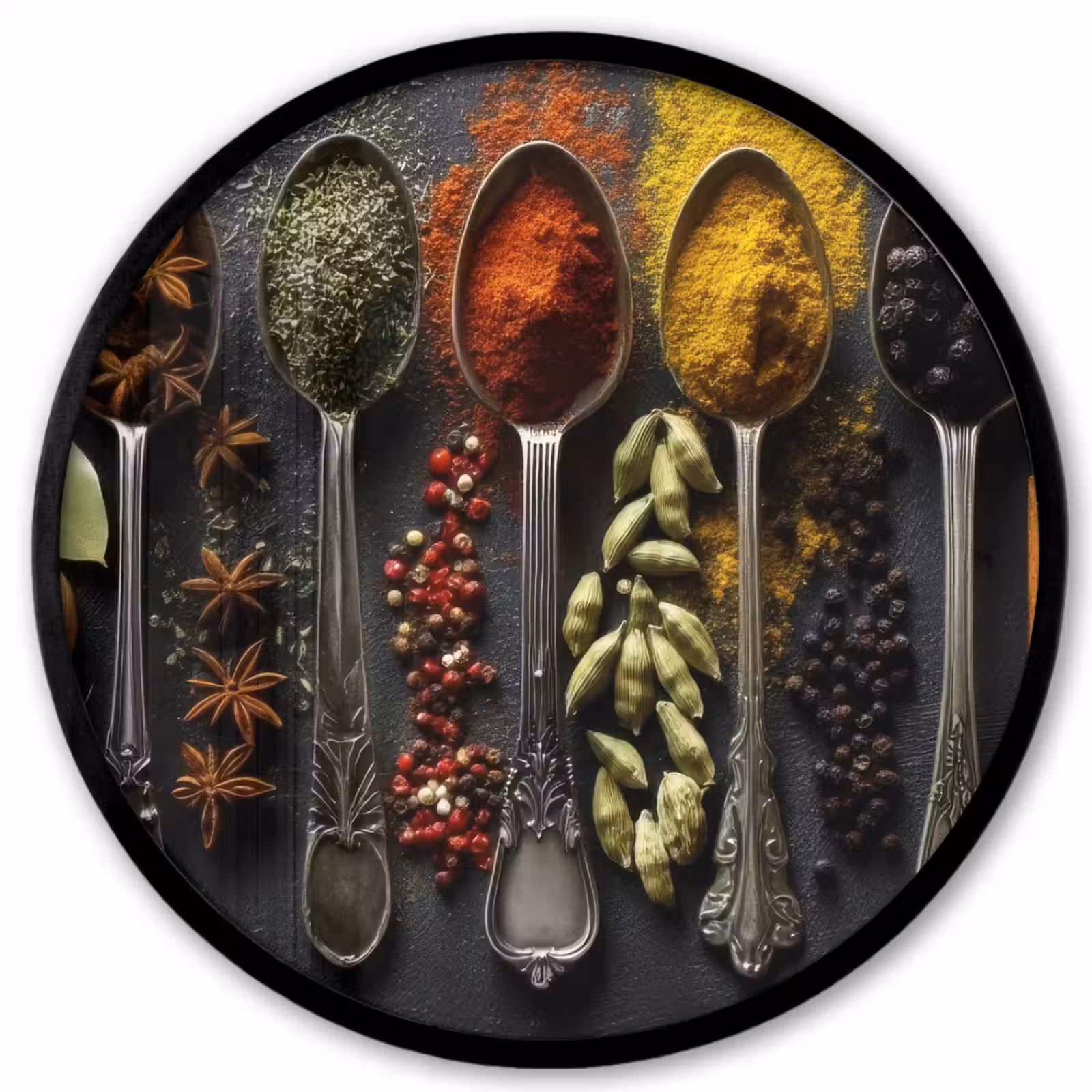Photo Frame Round - Spoons - Spices - Cinnamon - Chili — 1