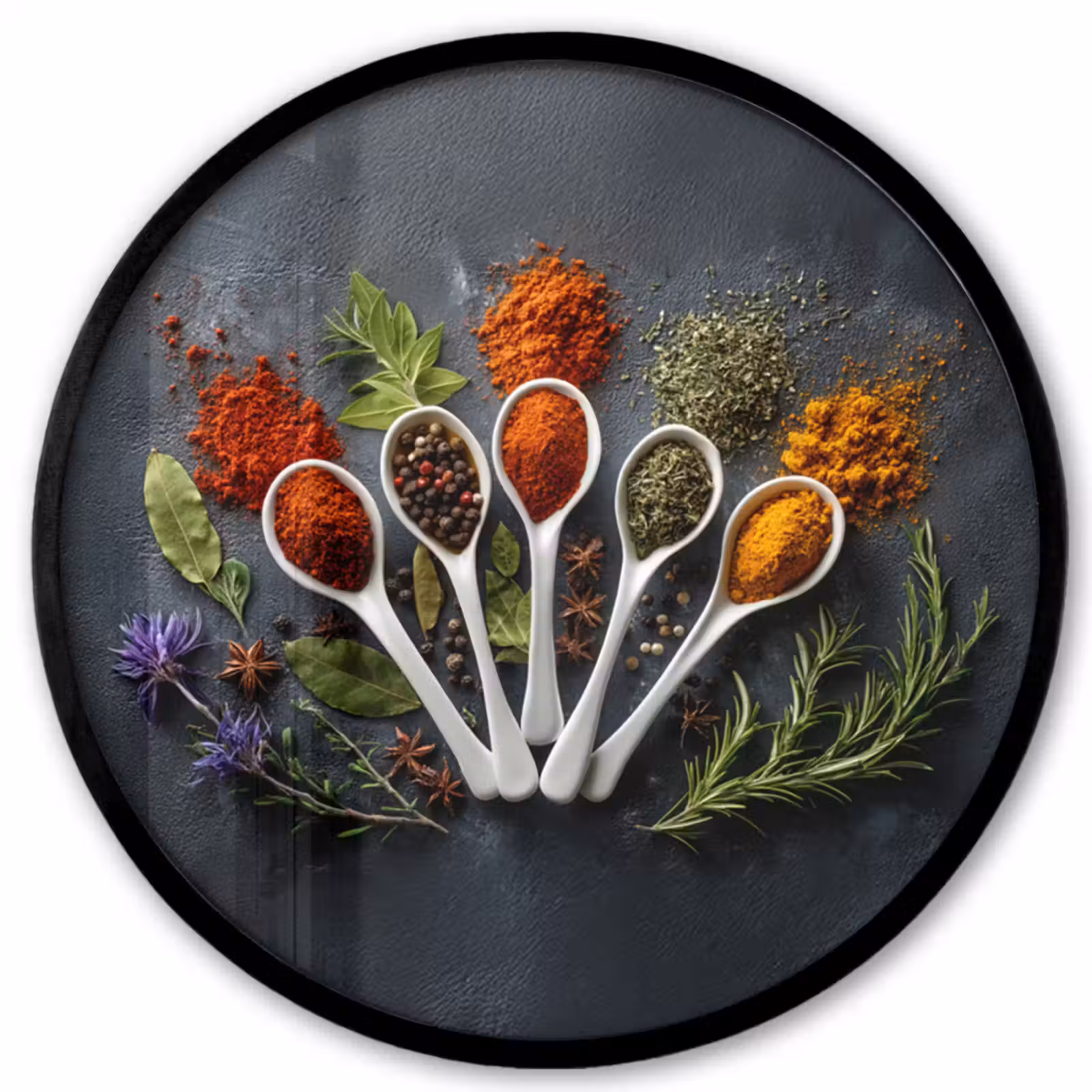 Photo Frame Round - Spoons - White - Powder - Spices — 1