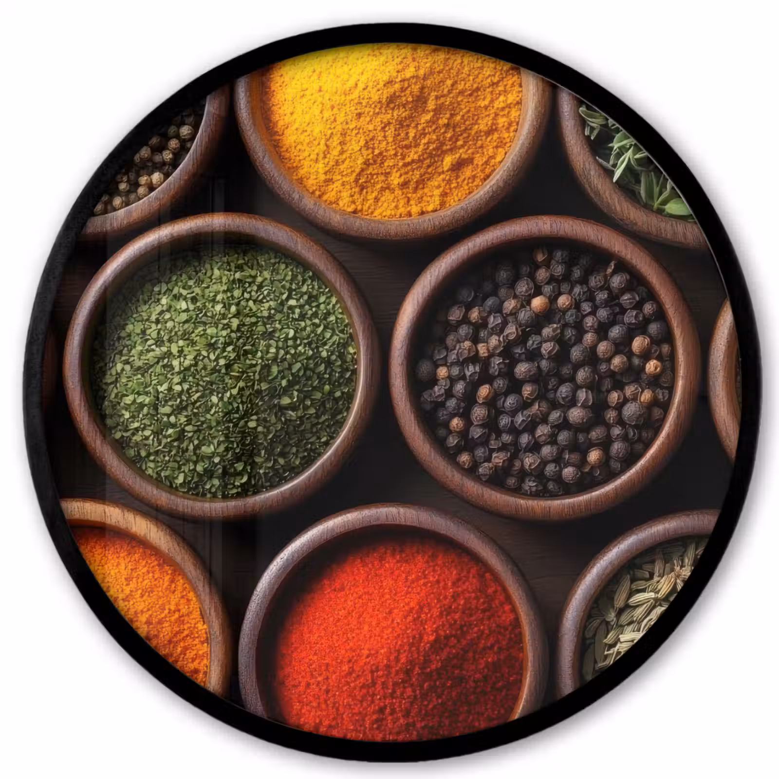 Photo Frame Round - Trays - Wood - Herbs - Colorful — 1