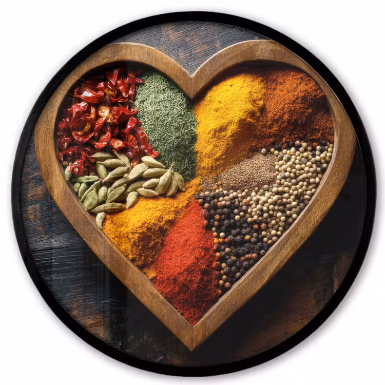Photo Frame Round - Wooden - Heart - Colorful - Spices — 1