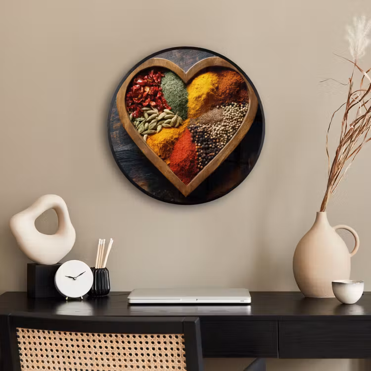 Photo Frame Round - Wooden - Heart - Colorful - Spices — 2