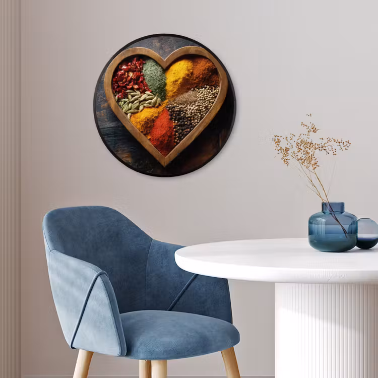 Photo Frame Round - Wooden - Heart - Colorful - Spices — 3