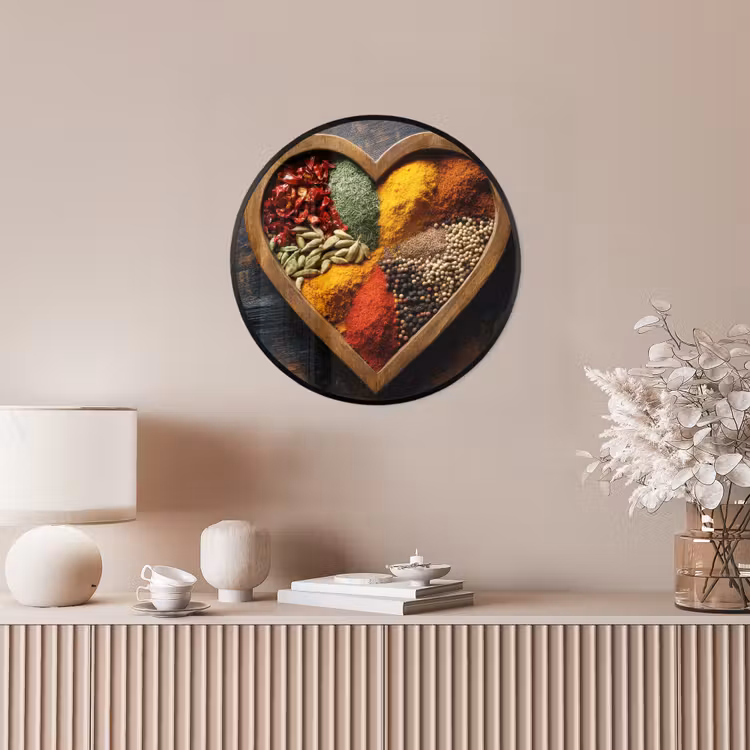 Photo Frame Round - Wooden - Heart - Colorful - Spices — 4