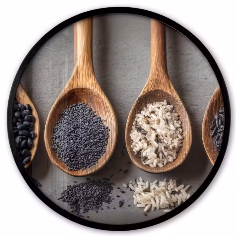 Photo Frame Round - Wooden - Spoons - Rice - Seeds — 1